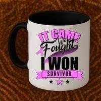 Breast Cancer Survivor It Came We Fought I Won Coffee Mug thumb 2