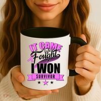 Breast Cancer Survivor It Came We Fought I Won Coffee Mug thumb 3