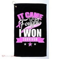 Breast Cancer Survivor It Came We Fought I Won Golf Towel thumb 0