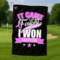 Breast Cancer Survivor It Came We Fought I Won Golf Towel thumb 1