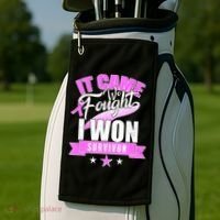 Breast Cancer Survivor It Came We Fought I Won Golf Towel thumb 2