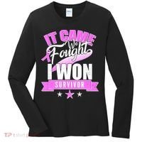 Breast Cancer Survivor It Came We Fought I Won Women's Long Sleeve Shirt thumb 0