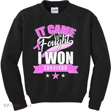 Breast Cancer Survivor It Came We Fought I Won Kids Sweatshirt