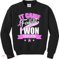 Breast Cancer Survivor It Came We Fought I Won Kids Sweatshirt thumb 0