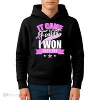 Breast Cancer Survivor It Came We Fought I Won Kids Hoodie thumb 4