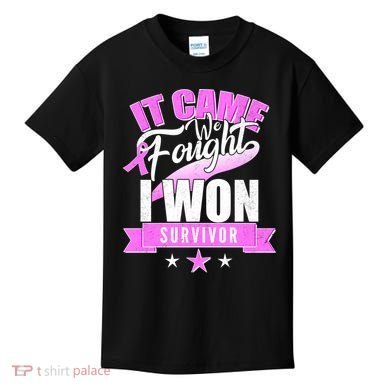 Breast Cancer Survivor It Came We Fought I Won Kids T-Shirt
