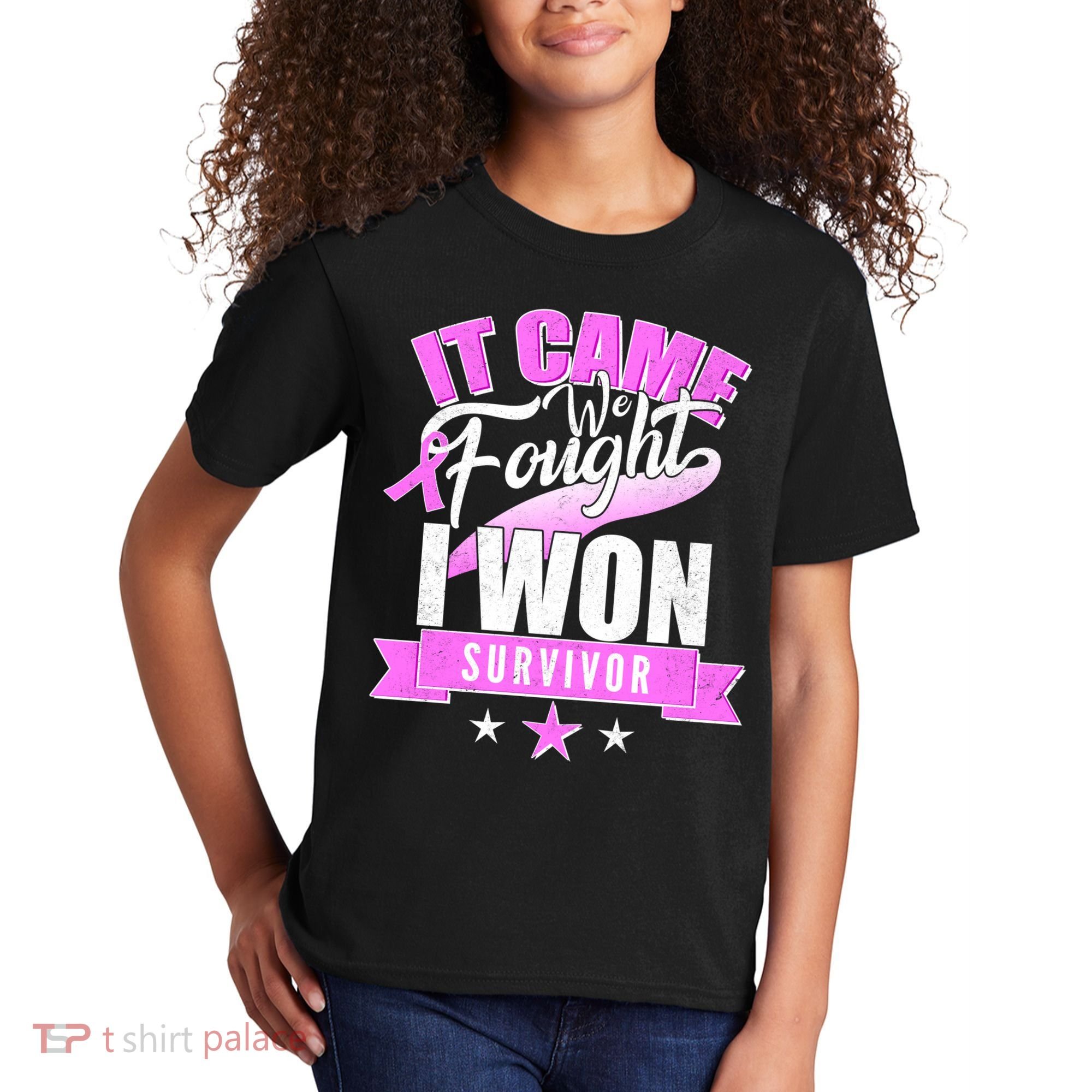 Breast Cancer Survivor It Came We Fought I Won Kids T-Shirt