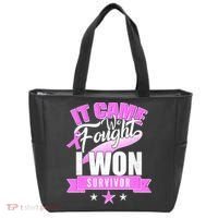 Breast Cancer Survivor It Came We Fought I Won Tote Bag thumb 0