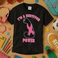 Breast Cancer Survivor Power Kids T-Shirt thumb 3