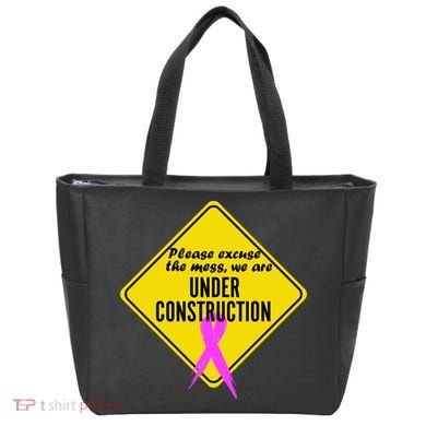 Breast Cancer Under Construction Sign Tote Bag