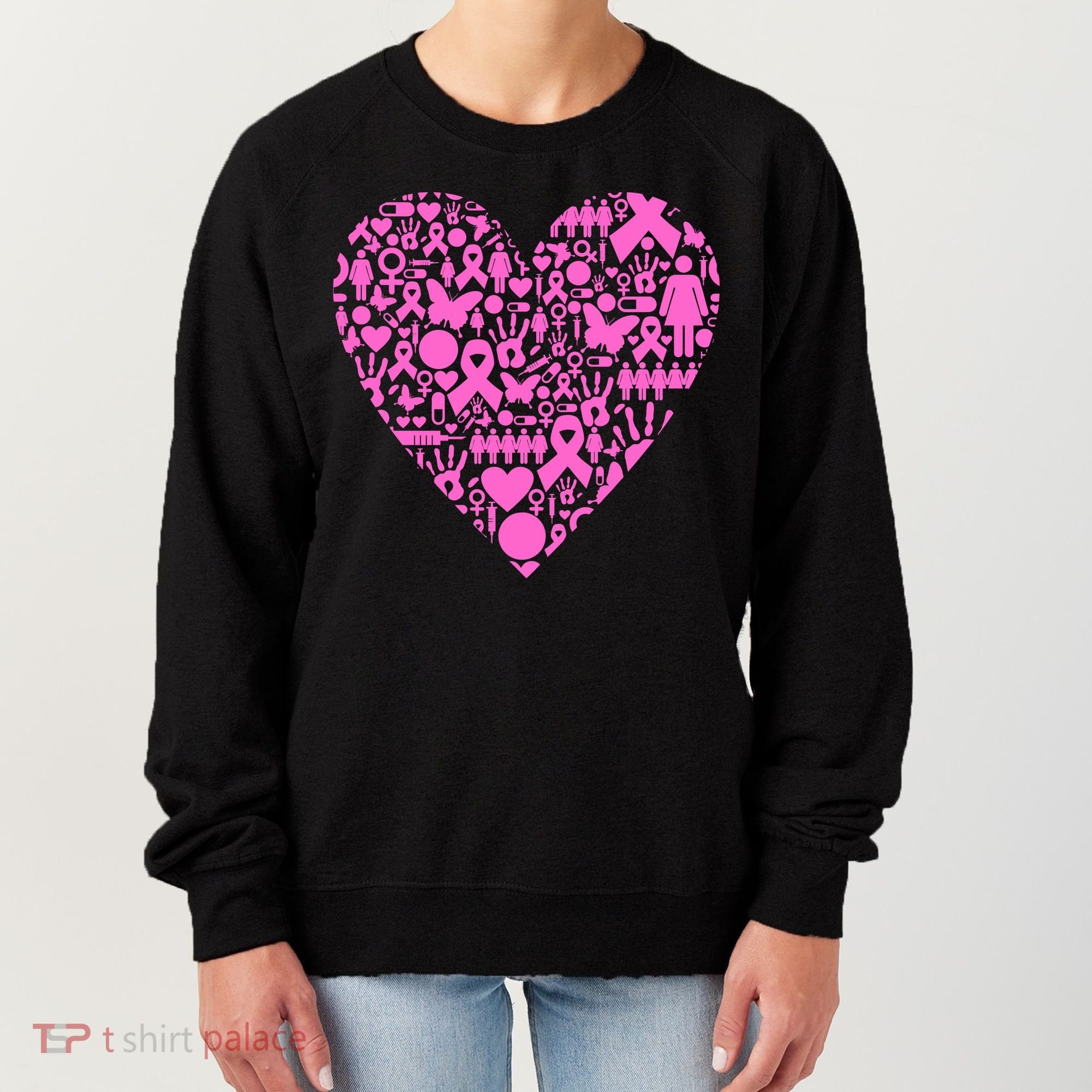 Breast Cancer Unity Heart Mash Up Women's Sweatshirt