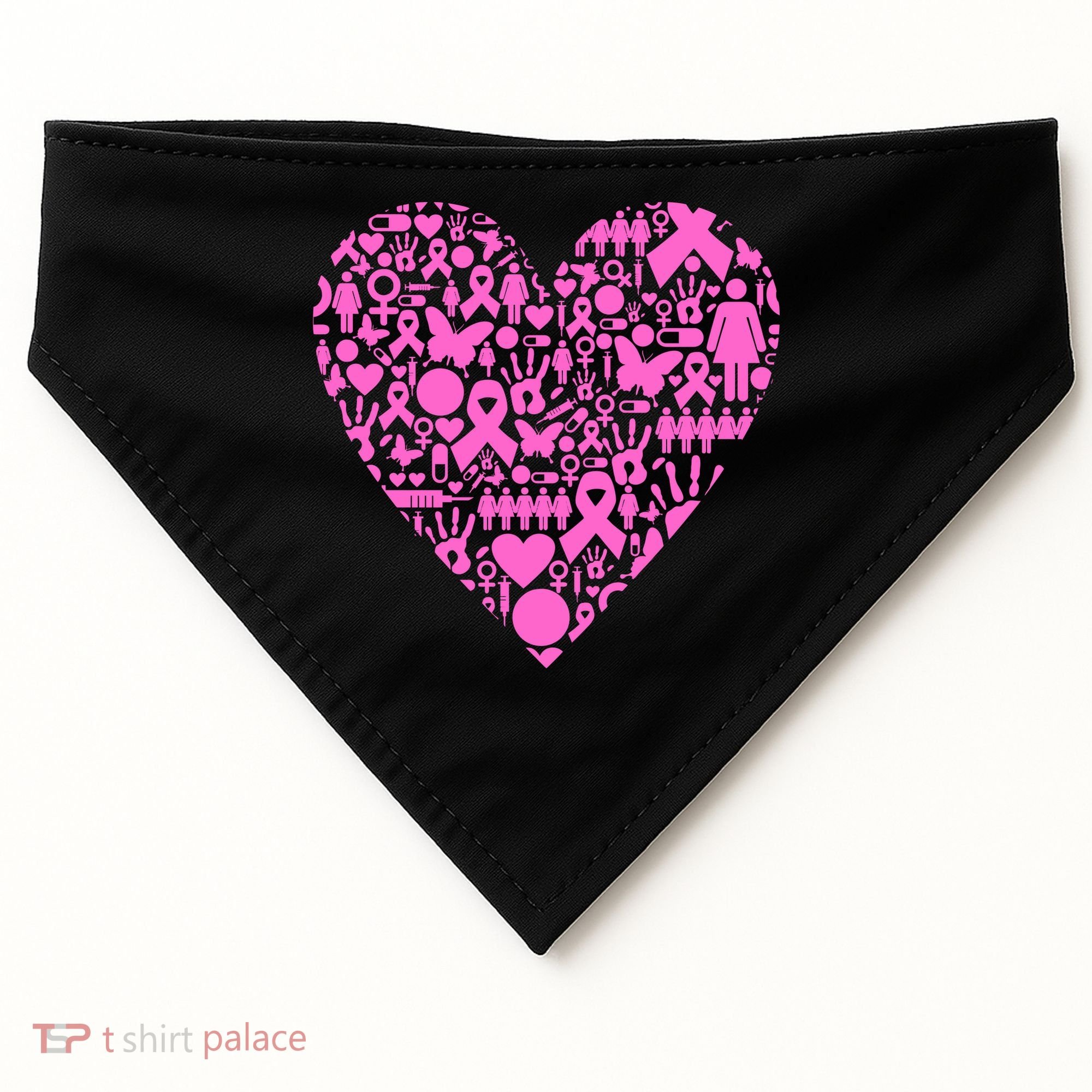 Breast Cancer Unity Heart Mash Up USA-Made Doggie Bandana