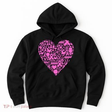 Breast Cancer Unity Heart Mash Up Hoodie