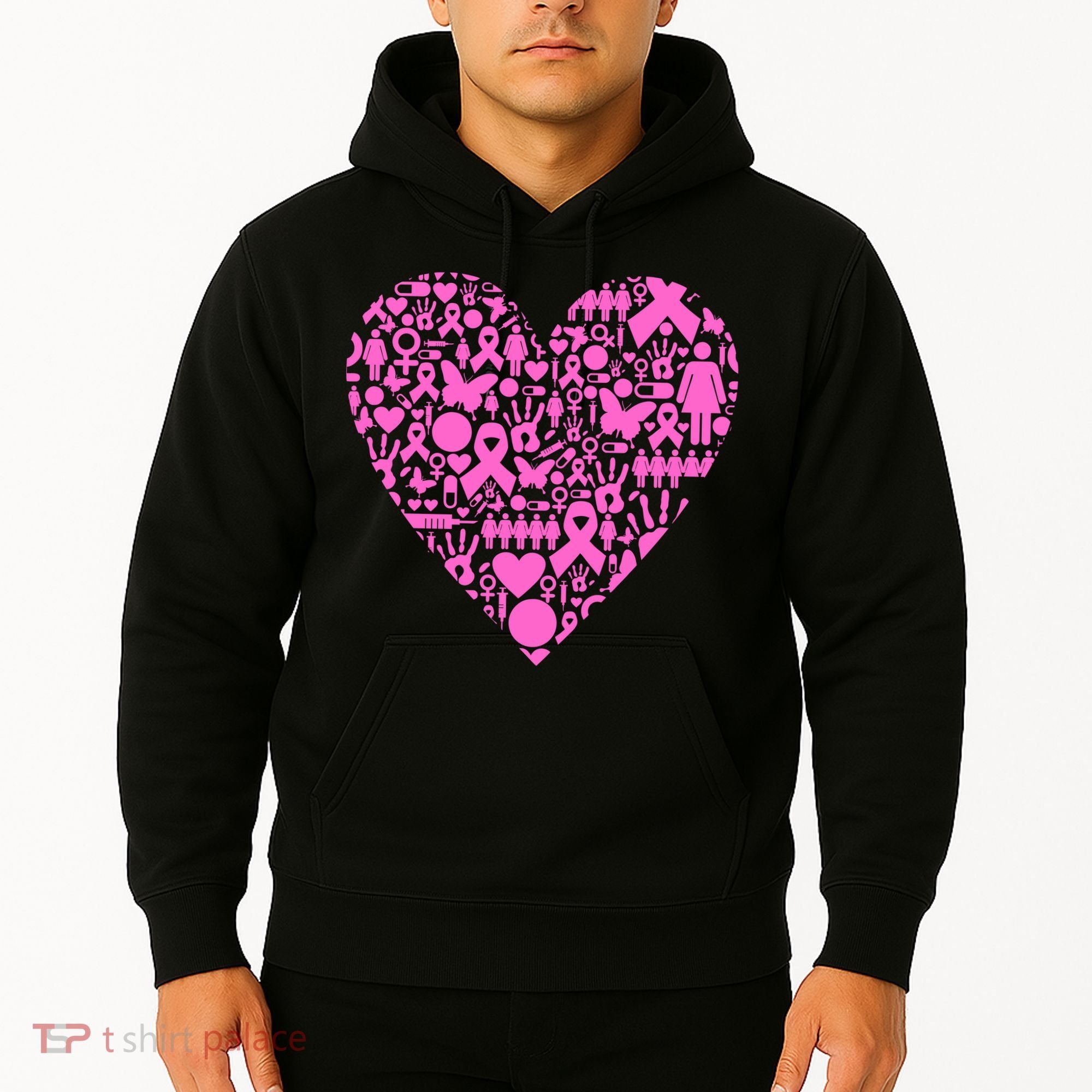 Breast Cancer Unity Heart Mash Up Hoodie