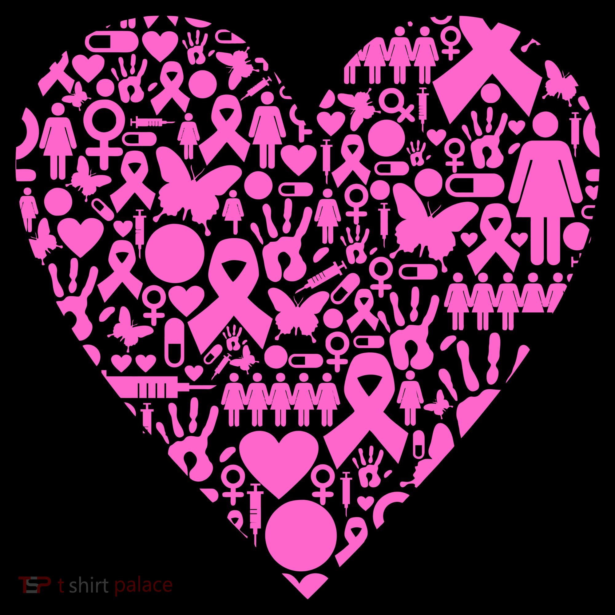 Breast Cancer Unity Heart Mash Up Long Sleeve Shirt