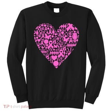 Breast Cancer Unity Heart Mash Up Sweatshirt