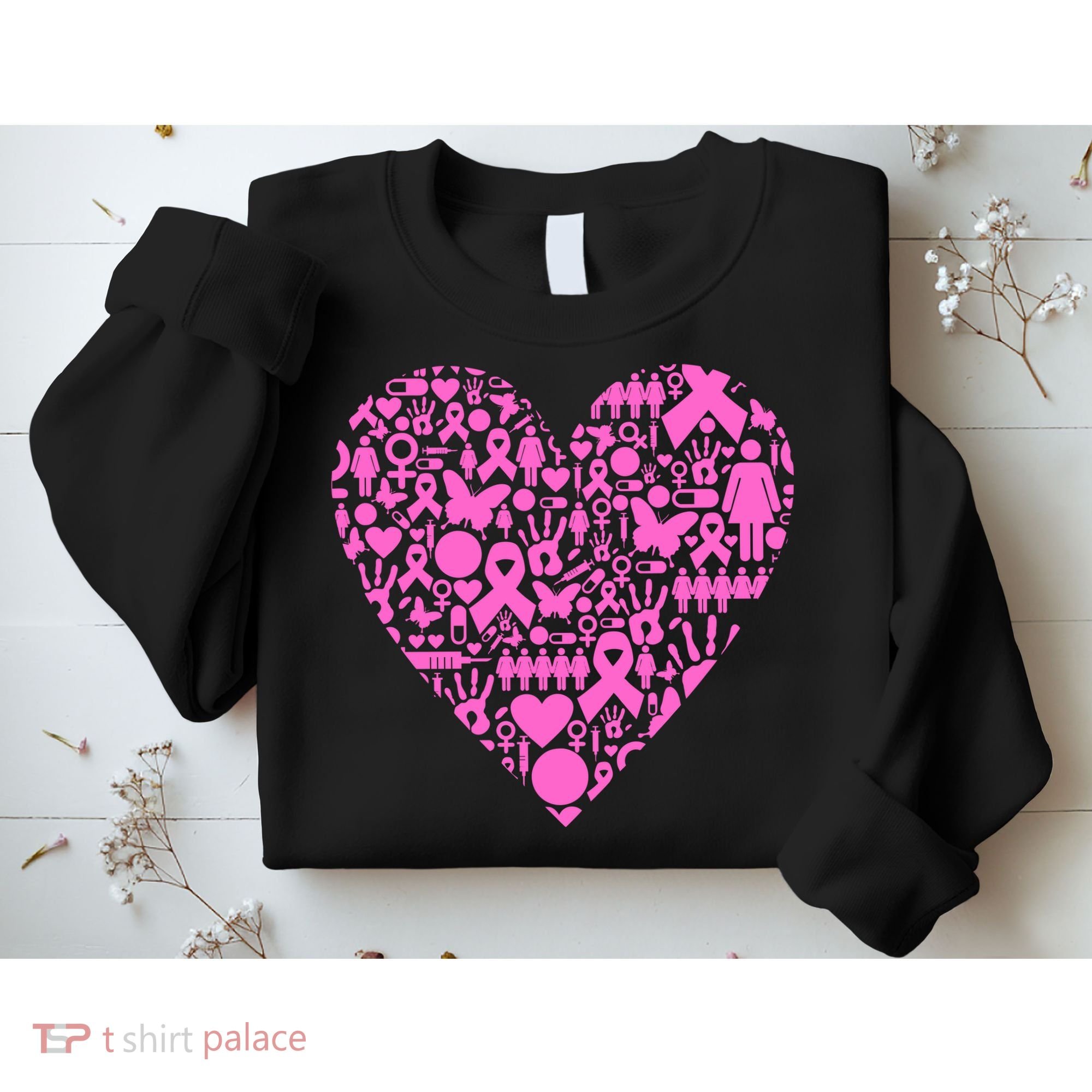 Breast Cancer Unity Heart Mash Up Sweatshirt