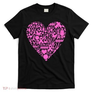 Breast Cancer Unity Heart Mash Up T-Shirt