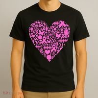 Breast Cancer Unity Heart Mash Up T-Shirt thumb 3
