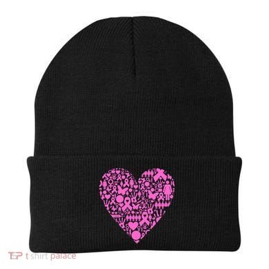 Breast Cancer Unity Heart Mash Up Beanie