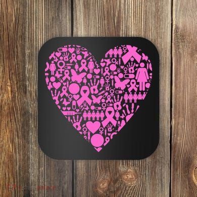 Breast Cancer Unity Heart Mash Up Coaster