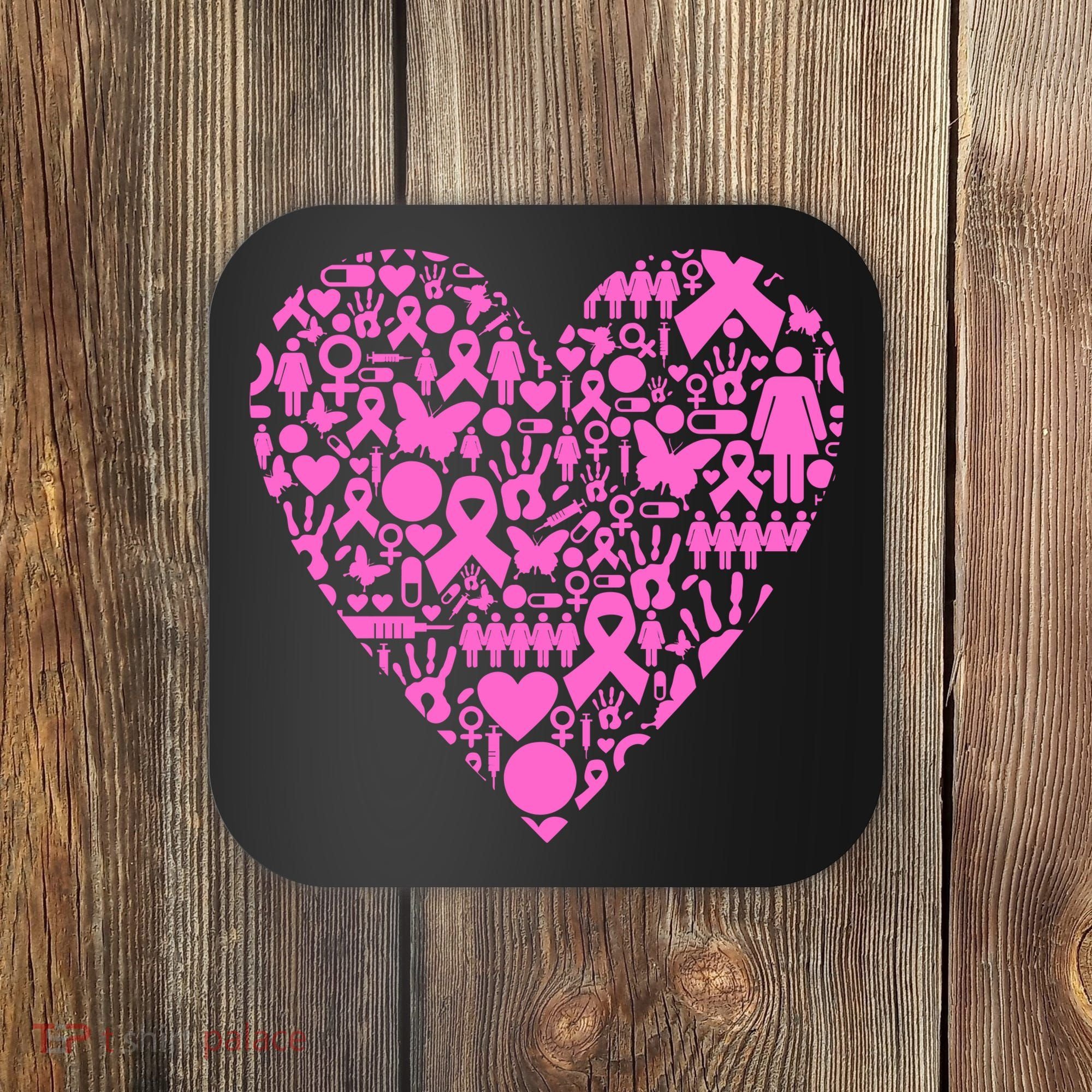 Breast Cancer Unity Heart Mash Up Coaster