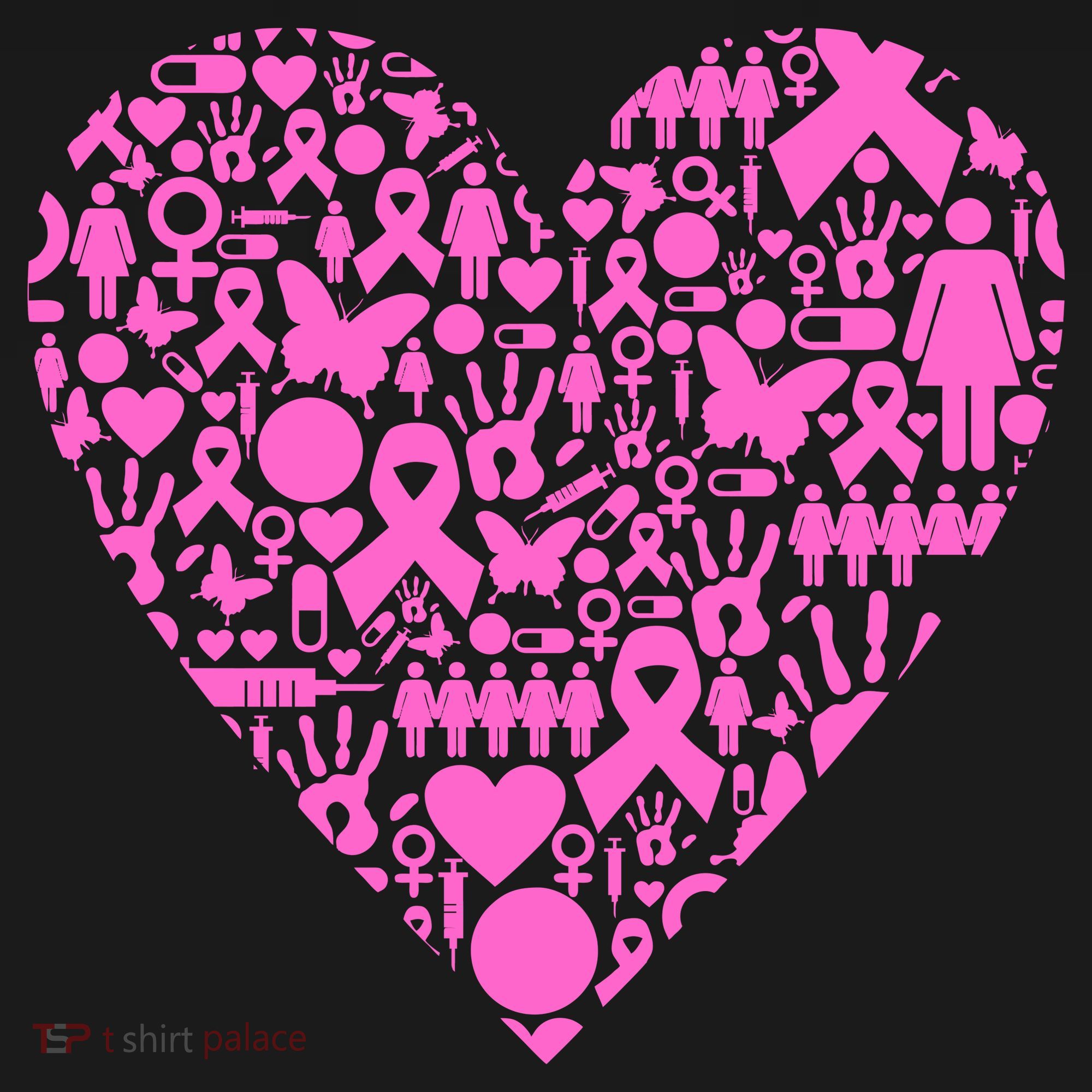 Breast Cancer Unity Heart Mash Up Pajama Set