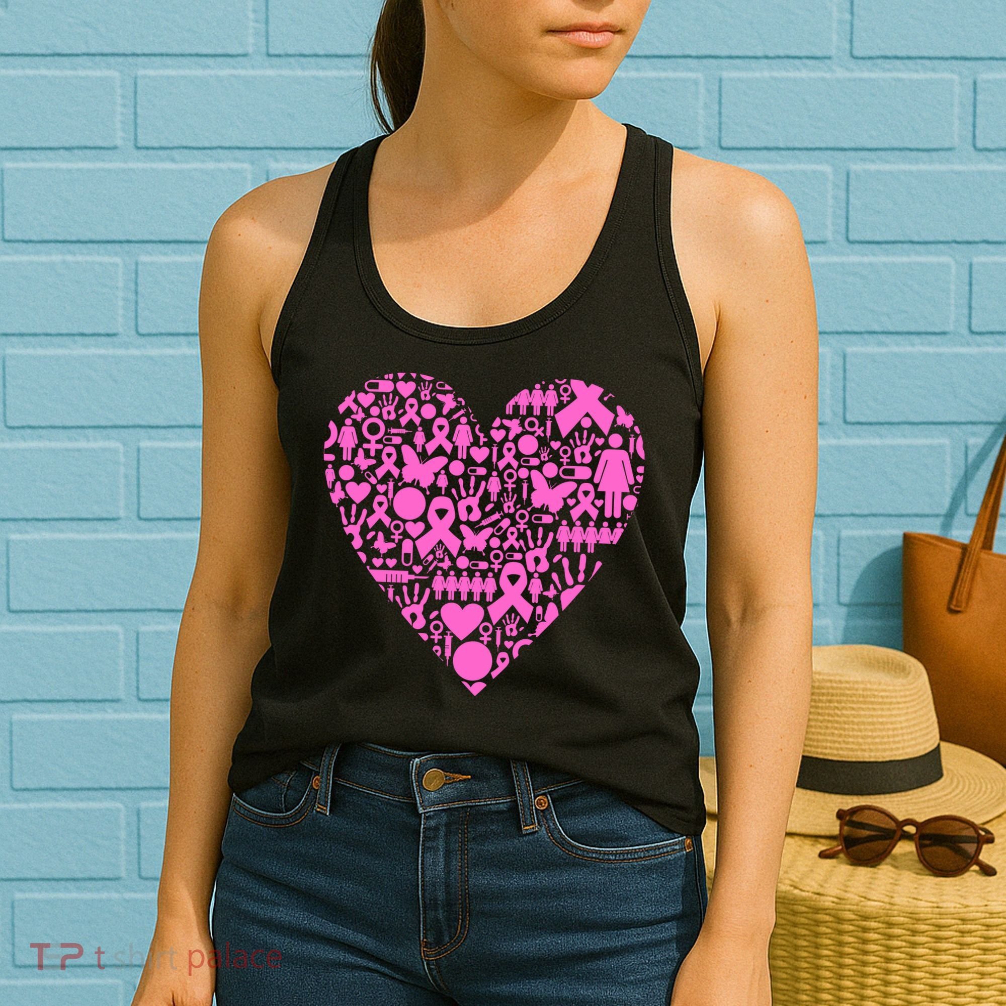 Breast Cancer Unity Heart Mash Up Women's Tank Top