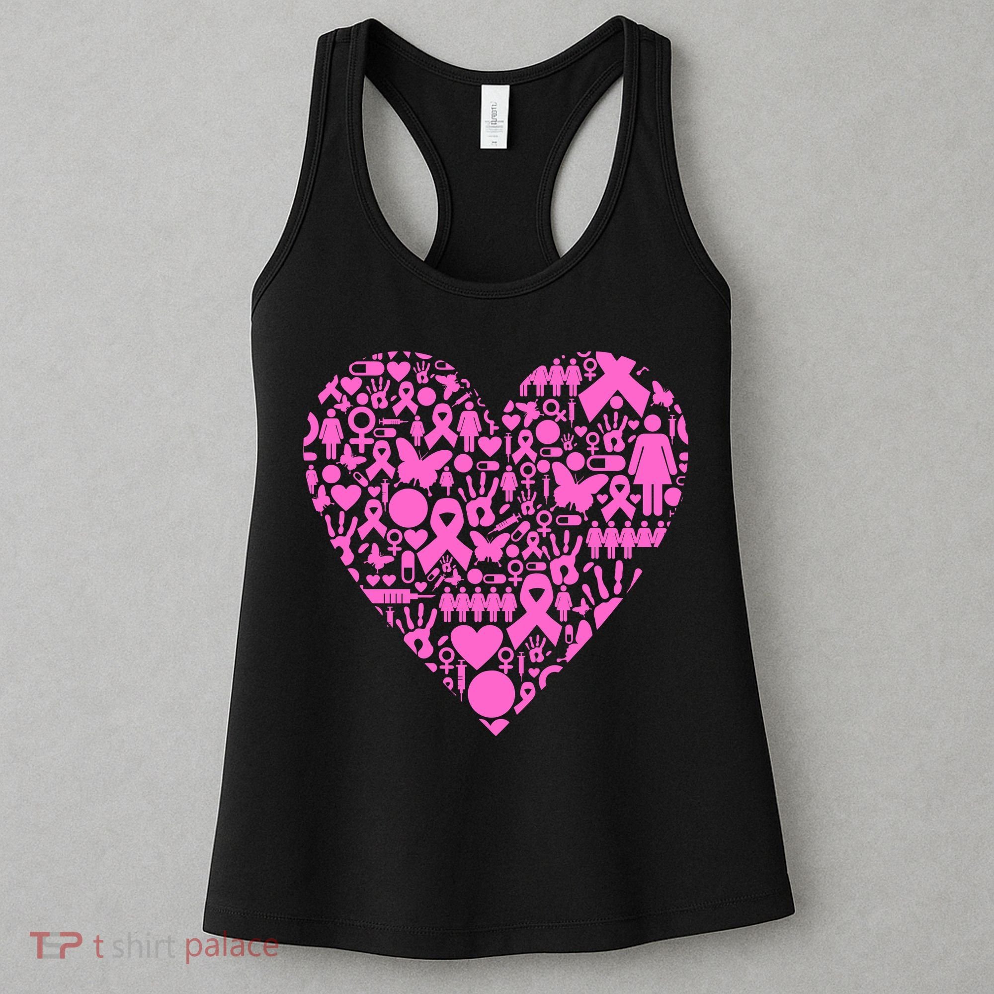 Breast Cancer Unity Heart Mash Up Women's Tank Top