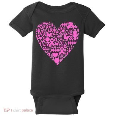 Breast Cancer Unity Heart Mash Up Baby Bodysuit