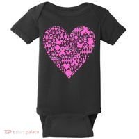 Breast Cancer Unity Heart Mash Up Baby Bodysuit thumb 0