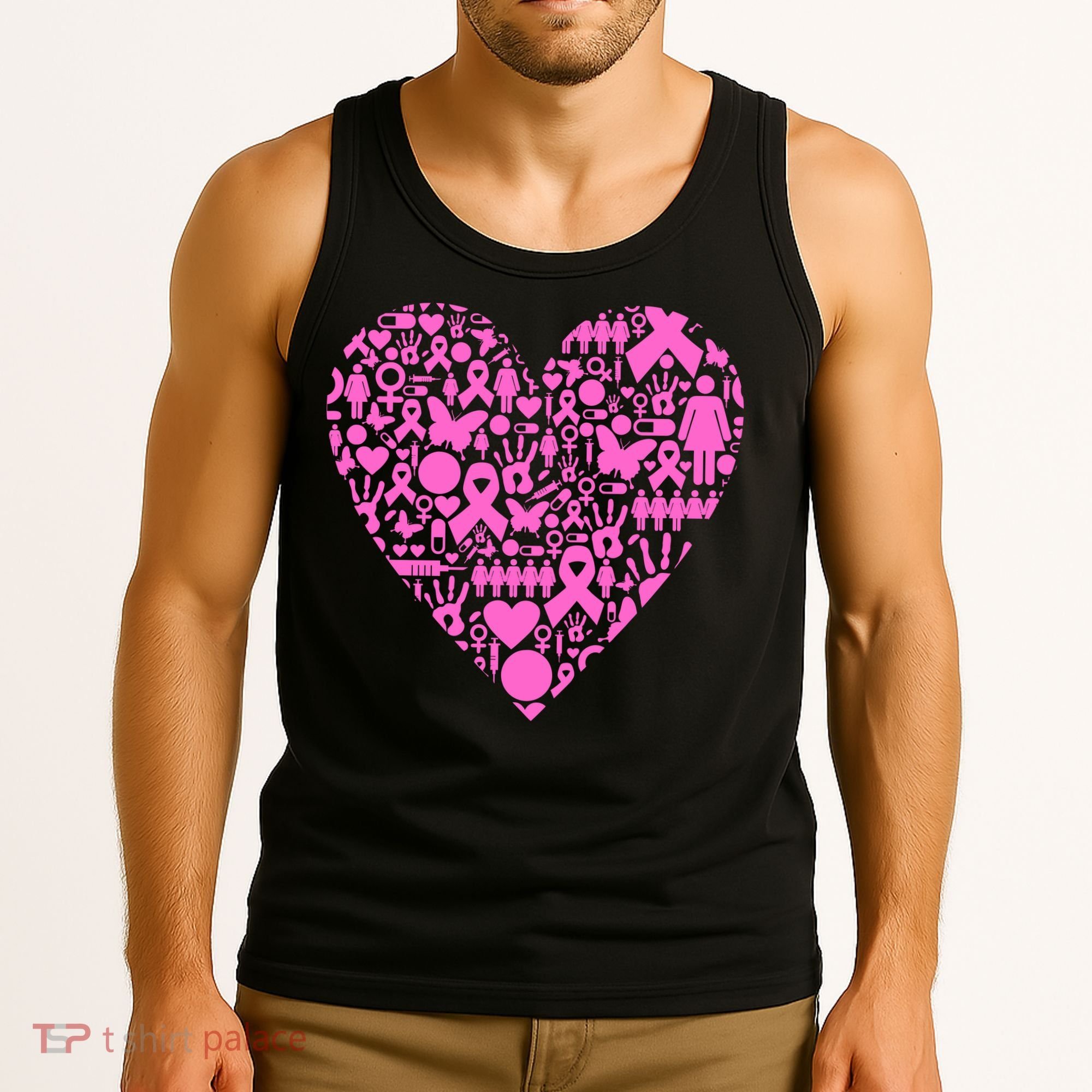 Breast Cancer Unity Heart Mash Up Tank Top