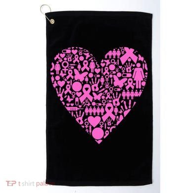 Breast Cancer Unity Heart Mash Up Golf Towel
