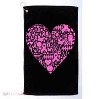 Breast Cancer Unity Heart Mash Up Golf Towel thumb 0