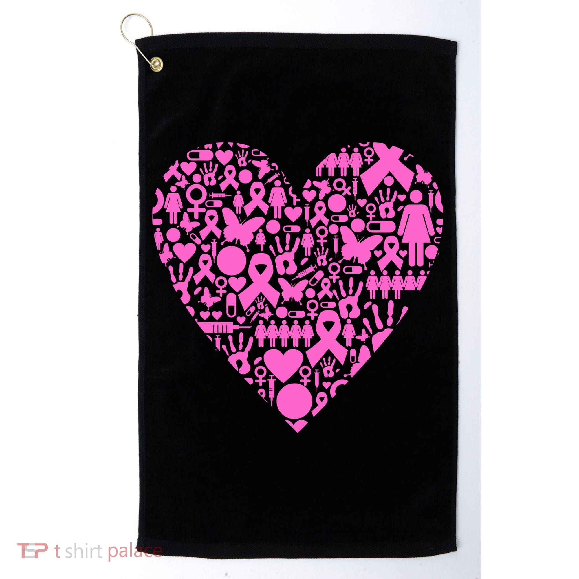 Breast Cancer Unity Heart Mash Up Golf Towel