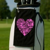 Breast Cancer Unity Heart Mash Up Golf Towel thumb 2