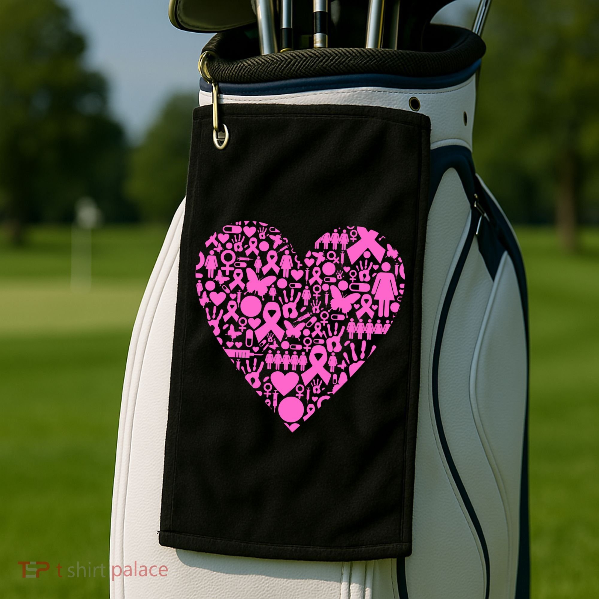 Breast Cancer Unity Heart Mash Up Golf Towel