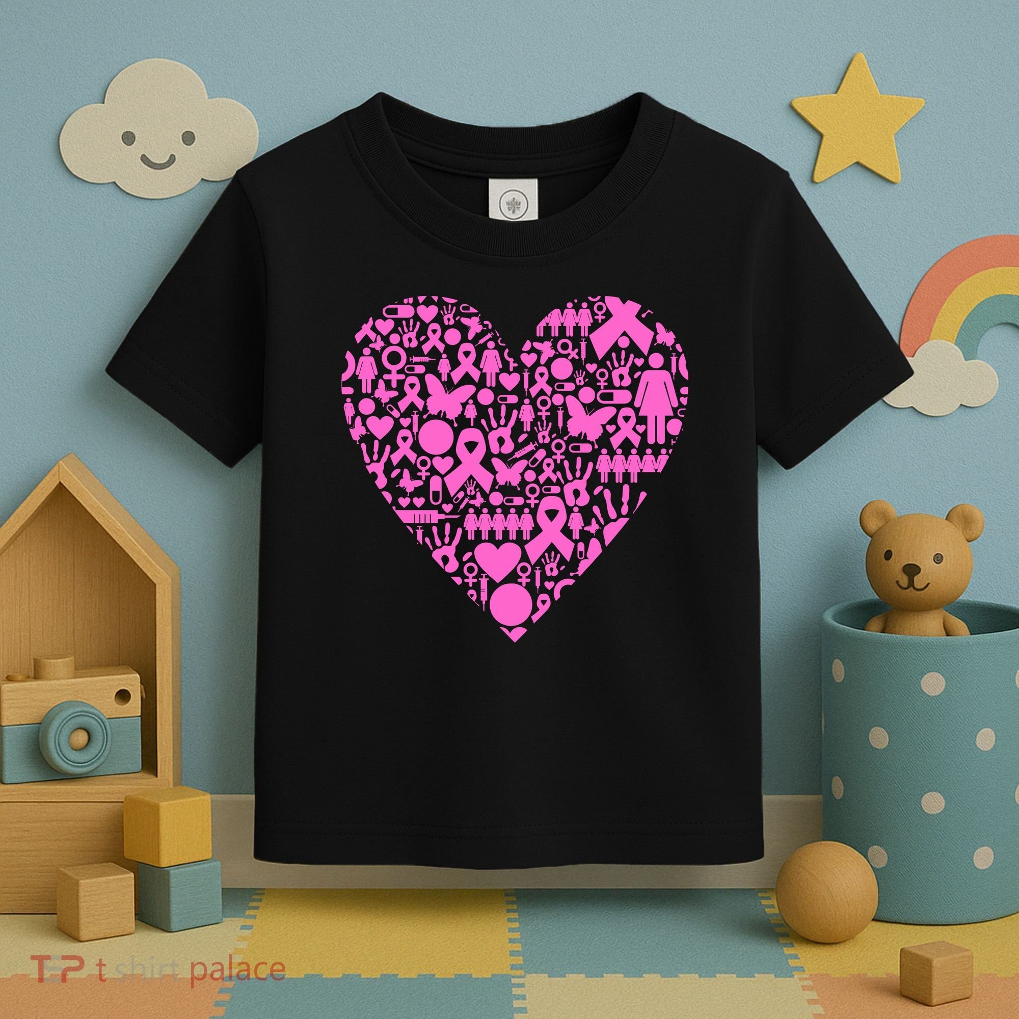 Breast Cancer Unity Heart Mash Up Toddler T-Shirt