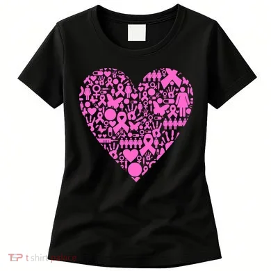 Breast Cancer Unity Heart Mash Up Women's T-Shirt