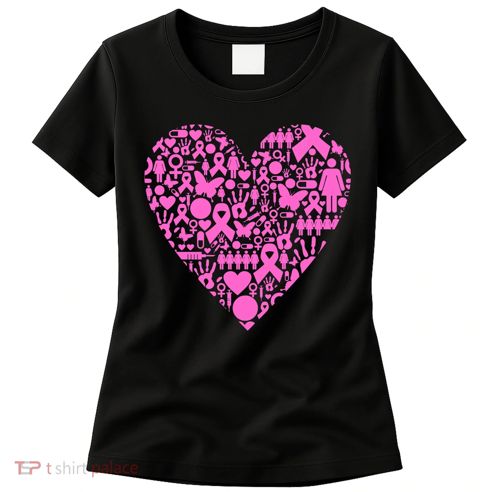 Breast Cancer Unity Heart Mash Up Women's T-Shirt