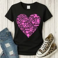 Breast Cancer Unity Heart Mash Up Women's T-Shirt thumb 3