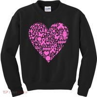Breast Cancer Unity Heart Mash Up Kids Sweatshirt thumb 0