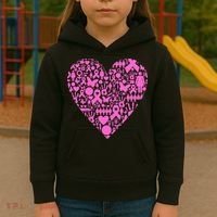 Breast Cancer Unity Heart Mash Up Kids Hoodie thumb 3