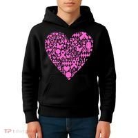 Breast Cancer Unity Heart Mash Up Kids Hoodie thumb 4