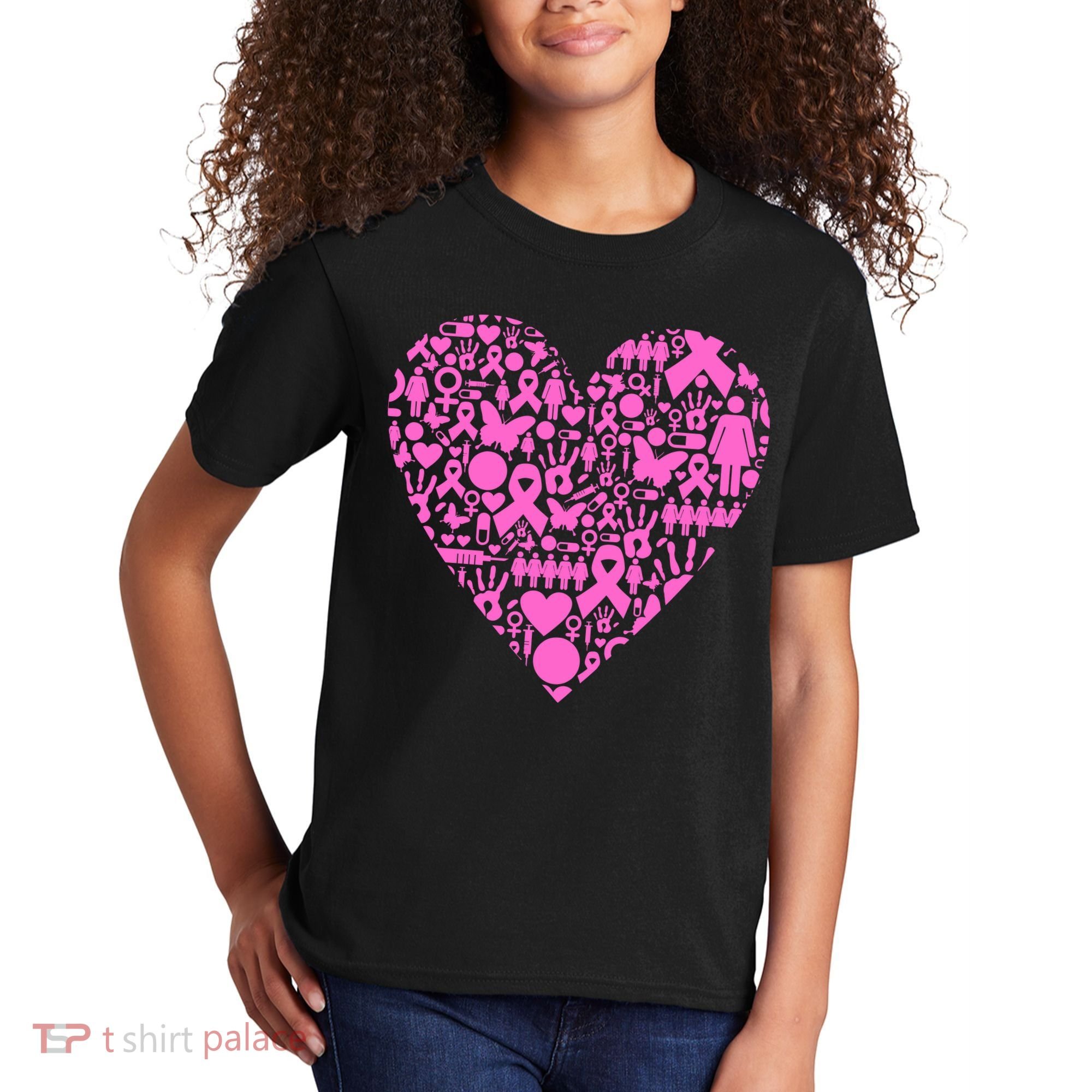 Breast Cancer Unity Heart Mash Up Kids T-Shirt
