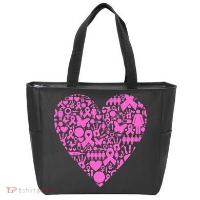 Breast Cancer Unity Heart Mash Up Tote Bag