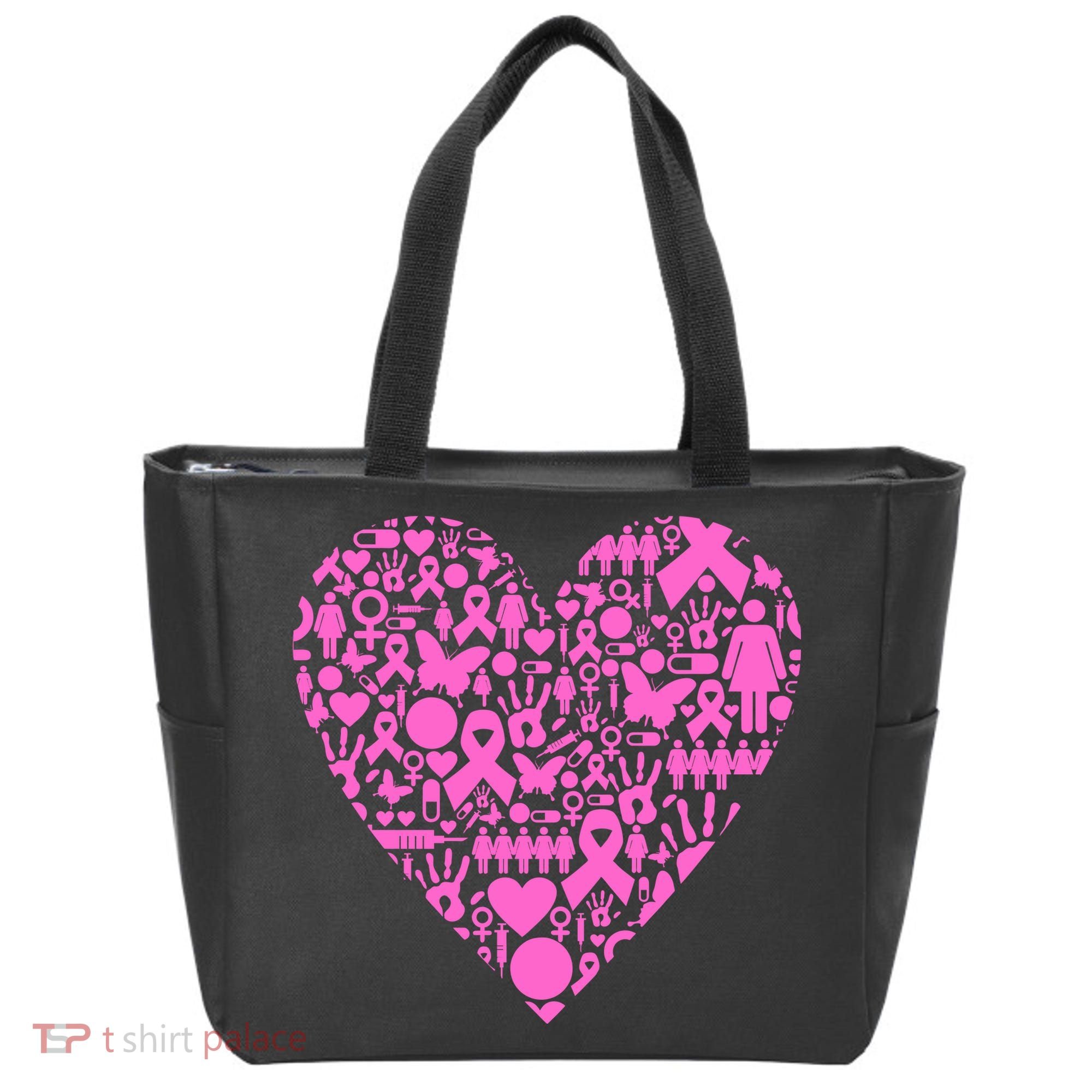 Breast Cancer Unity Heart Mash Up Tote Bag