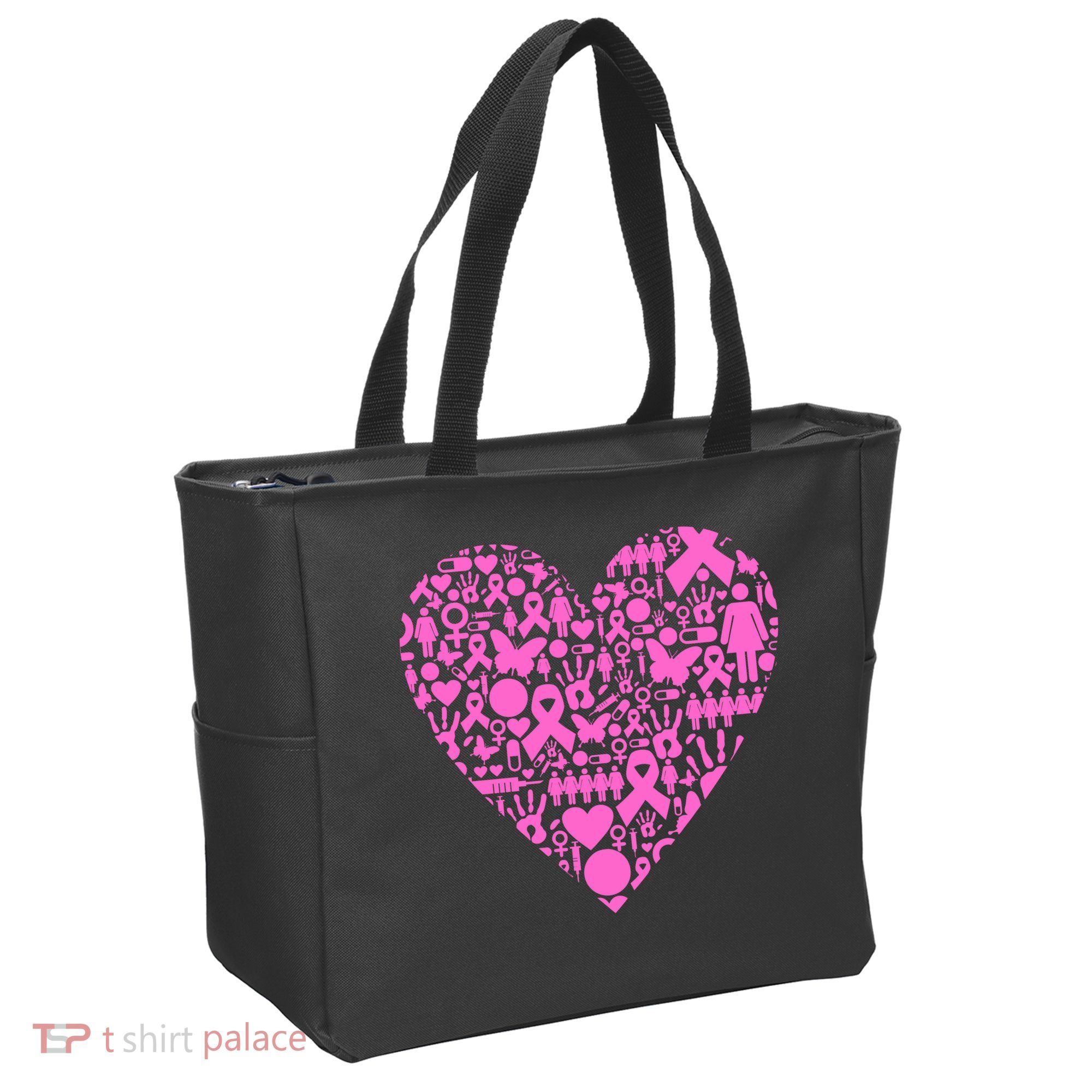 Breast Cancer Unity Heart Mash Up Tote Bag