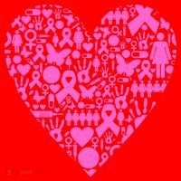Breast Cancer Unity Heart Mash Up Santa Hat thumb 1
