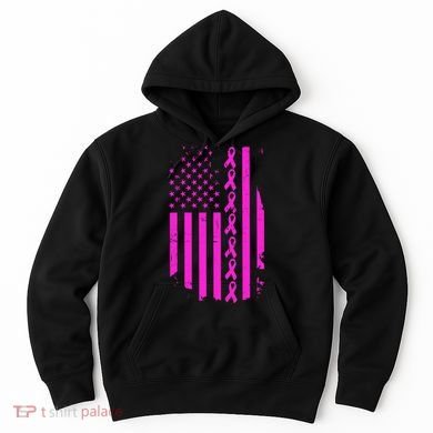 Breast Cancer USA Ribbon Flag Hoodie
